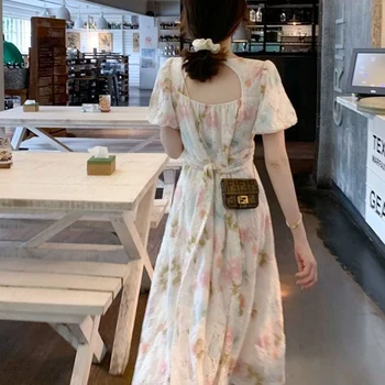 Rochie de epocă Femei pe mâneci O-Gât Stil francez de Moda Haine de sex Feminin Elegant Dantela Rochie dintr-O bucata coreean 2020 de Vara Noi