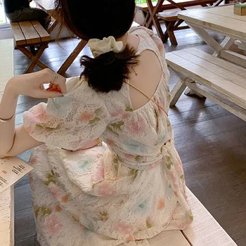 Rochie de epocă Femei pe mâneci O-Gât Stil francez de Moda Haine de sex Feminin Elegant Dantela Rochie dintr-O bucata coreean 2020 de Vara Noi