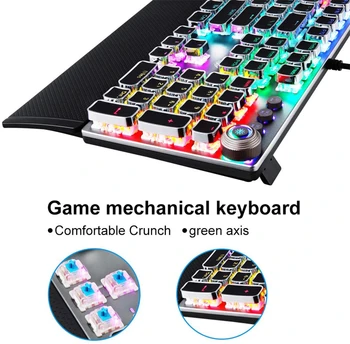 2020 nou Joc Mecanic Keyboard104 cheile LED Backlit Anti-ghosting cu fir gaming Keyboard USB multimedia rotative chei