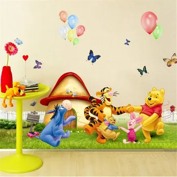 Desene animate Winnie the Pooh Autocolant de Perete Camera de zi Dormitor Decor de Perete Anime Poster autocolante de perete pentru camere de copii