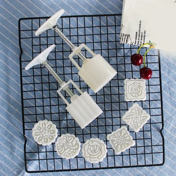 Patrat/Rotund Mooncake Mucegai Mână de Presiune Filtru de Mucegai cu Flori Timbre Plastic Cookie Cutter 2019ing