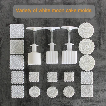 Patrat/Rotund Mooncake Mucegai Mână de Presiune Filtru de Mucegai cu Flori Timbre Plastic Cookie Cutter 2019ing