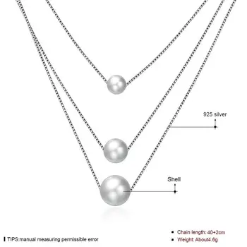 LEKANI 925 Lanț de Argint Colier Pentru Femei Multi-Trei Straturi de Coajă Perla Pandantiv Colier Romantic Cadouri de Craciun
