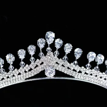 Femei de Moda Stras Zircon Regina Coroana de Mireasa Diademe Noiva Coronale Caciulita de Păr Bijuterii, Ornamente pentru Petrecerea de Nunta SL