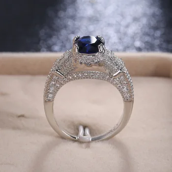 New Sosire Lux Oval Albastru Culori de Cristal Hollow-out Inel Pentru Femei de Epocă, Nunta Petrecere de Logodna Inel de Bijuterii Accesorii