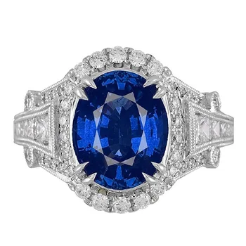 New Sosire Lux Oval Albastru Culori de Cristal Hollow-out Inel Pentru Femei de Epocă, Nunta Petrecere de Logodna Inel de Bijuterii Accesorii