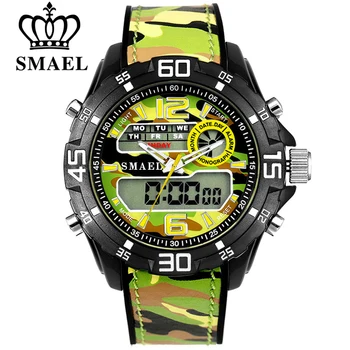 SMAEL Brand de Lux Bărbați Armată Militar Ceasuri Bărbați Cuarț Ceas Barbat Sport de Moda Ceas de mână cu LED Dual Display Ceasuri de mana