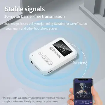 5in1 Bluetooth Reîncărcabil 5.0 Audio FM Transmițător Receptor TF MP3 Player cu Display pentru PC TV Boxe Auto Căști