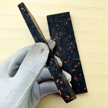1 pereche de Marmură CF Fibra de Carbon Negru de Marmură cu rășină, cupru pulbere de Compresie placa mâner Cuțit patch placa