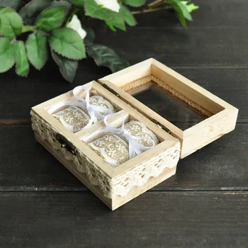 Personalizate caseta de inel de nunta Rustic din lemn cutie de inel de Nunta inel de suport inel Dublu cutie