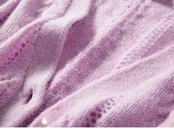 2020 Primăvara Devreme Pulover Tricotate Cardigan pentru femei V-neck mohair poftă de mâncare tricotaje de sex Feminin Single-breasted Gol Afară Uza de sus