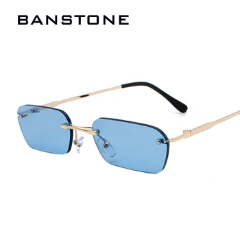 BANSTONE Brand Vintage Mic Dreptunghi HD Bărbați ochelari de Soare pentru Femei Ochelari fără ramă Pătrată Colorate Nuante de Lentile UV400