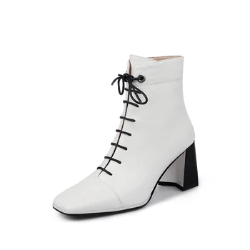Femei Cizme Cu Toc Din Piele Adevărată Deget De La Picior Pătrat Femei Toamna Iarna Pantofi Petrecere De Moda Pantofi Pentru Femeie Încălțăminte De Mărime 34-40
