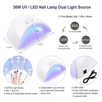 COSCELIA Kit Unghii Gel Set de Unghii 36w UV Lampa LED Full Set Manichiura Pentru Unghii Extensie Rapidă Clădire Gel Nail Art Design Tools Kit