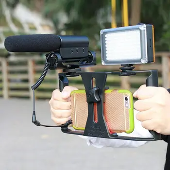 Cusca Rig Stabilizator De Smartphone-Uri De Filme Video Producție De Mâner Dublu