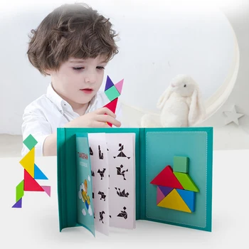 Copii Magnetic Puzzle 3D Puzzle Tangram Gândire Joc de Formare Copilul Montessori Învățare Educative Jucarii din Lemn pentru Copii