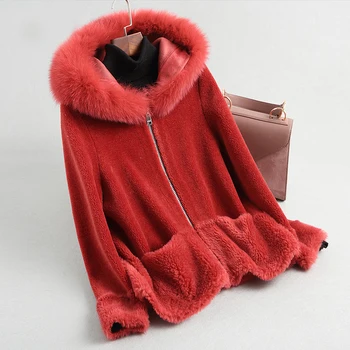 Harppihop Real de oaie haina de blana jacheta palton de iarna femei cald reale de blană, paltoane palton