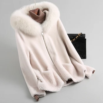 Harppihop Real de oaie haina de blana jacheta palton de iarna femei cald reale de blană, paltoane palton