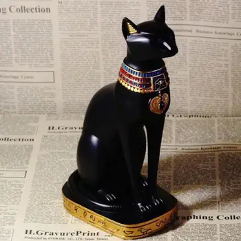 Vintage Pisica Egiptean Feng Shui Rasina De Artizanat Figurina Pisica Egiptean Figurina Statuie Decor Zeita Bastet Încarnare Cat Dumnezeu