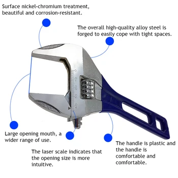 4-8 inch Mini Cheie Reglabilă Nut Spanner Cheie Universală Scurt mâner Anti-alunecare forței de Muncă-a salvat Cheie dinamometrică Unelte de Mână