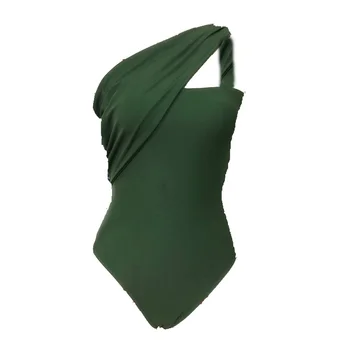 Vigorashely Verde, Sexy Costume De Baie Femei-O Bucată De Costume De Baie De Sex Feminin Pe Un Umăr Monokini 2020 Vintage Print Costum De Baie Înot Purta