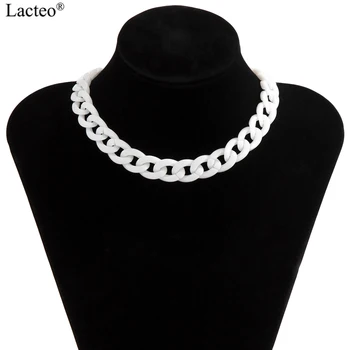 Lacteo 2021 Moda Trendy Culoare Alb Acrilic Clavicula Lanț Cravată Colier Pentru Cuplu Simplu Guler Colier Bijuterii Cadouri