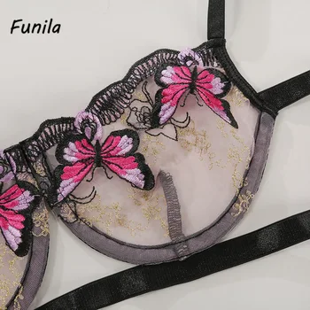 Noi Fluture Lenjerie Sexy Set Top Florale Sutiene Sutien Pentru Femei Set De Lenjerie De Dantelă Broderie Împinge În Sus A Se Vedea Prin Chilotei Sutien