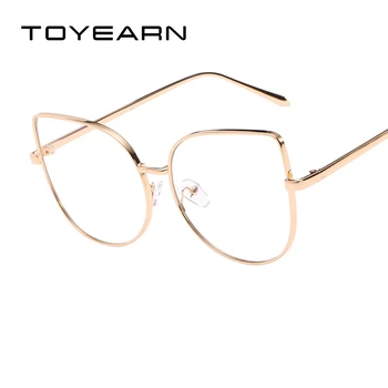 TOYEARN Moda Ochi de Pisică ochelari de Soare pentru Femei Ochelari Cadru Feminin Moda Vintage Negru Cadru Metalic Doamnelor Optice, Ochelari de vedere
