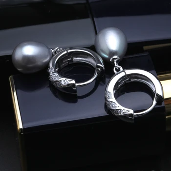 Alb Negru 925 Sterling Silver Naturale De Apă Dulce Picătură Cercei Cu Perle Bijuterii Femei Aniversare De Nunta, Cel Mai Frumos Cadou