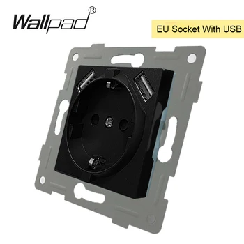 DIY Negru UE Schuko Priza cu 2 Porturi USB de Încărcare 5.1 DC 2.1 a Pentru UE Rotund Caseta Tastă funcțională Numai
