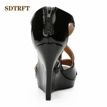 SDTRFT zapatos mujer de Moda 11cm pantofi cu Toc Înalt femeie pompe sexy pene Cruce curea rochie de Sandale Stiletto Plus:36-41 42 43