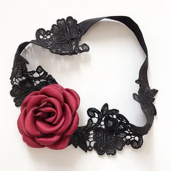 Moda Jartiera Nunta Trandafir Rosu Floare Dantelă Neagră Sexy Coapsei Inel Pentru Femei/Femei/Îmbrăcăminte Mireasa Accesorii De Nunta