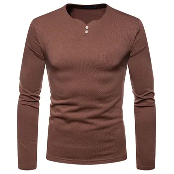 Brand Casual, din Bumbac Henley T-Shirt pentru Bărbați 2020 Toamna Iarna Nou Maneca Lunga Tricou Homme de Lucru de Afaceri Casual Tricou Masculin xxl