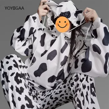 Vaca Tipărite Femei Hoodies Seturi De Toamnă De Moda De Sex Feminin Hanorac Trening Cu Maneca Lunga Doamnelor Pulover Tricoul Două Bucăți Seturi