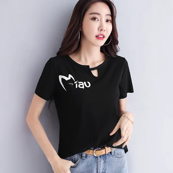 Poleras Mujer De Moda 2020 Imprimare Gaura Tricou Femei Haine De Vara Topuri De Bumbac Coreean T-Shirt Femei Plus Dimensiune Tricou Femme