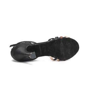 Sansha Doamnelor Satin Pantofi de Dans latino Aproximativ 7,5 CM Inaltime Toc Negru de Dans Pantofi Pentru Fete Femei Salsa Pantofi BR31102S