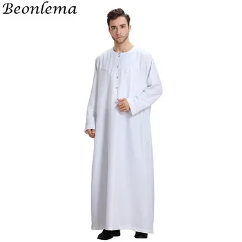 Beonlema Musulman Rochie Caftan Dubai Musulmani Mâneci Lungi Alb Thobes Islamic Homme Îmbrăcăminte De Vară Islamic Haine Barbati Haine