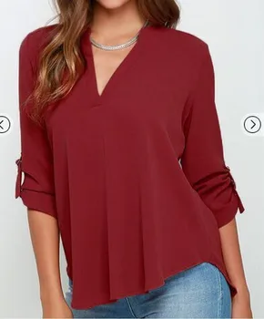 2018 Curte Mare, Topuri Femei V-neck Șifon Bluze Maneca 3/4 Femei Tricou de Moda de Dimensiuni Mari Plus Dimensiunea Feminina Camisas Blusas
