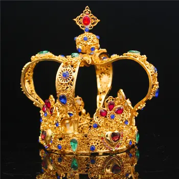 Regal baroc Rege Coroana de sex Masculin Diademă de Mireasă ornamente de păr de Nunta pentru Femei Regina diademe și coroane Cap de Bijuterii