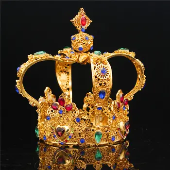 Regal baroc Rege Coroana de sex Masculin Diademă de Mireasă ornamente de păr de Nunta pentru Femei Regina diademe și coroane Cap de Bijuterii