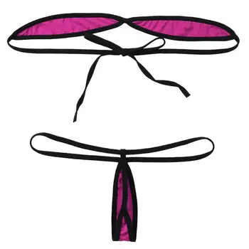 Femei Set de Lenjerie Erotica fara Bretele, Cravata-pe Mini Acoperi Micro Bikini Sutien Top cu Curea G-Siruri de caractere Sexy Fierbinte de sex Feminin Lenjerie de Înot
