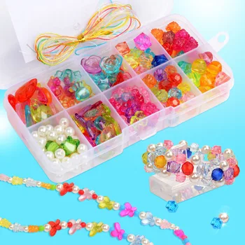 200 de Bucăți De margele Kit Jucarii 10 Grile pentru Copii Margele Fete Handmade Margele Brățară Colier DIY Materiale Jucărie pentru Copii Cadouri