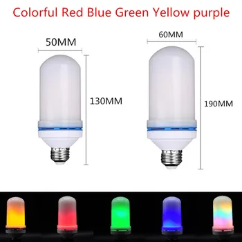 LED E27 AC85V~265V roșu albastru verde galben violet Colorate 7W Efect de Foc Bec SMD 2835 Pâlpâie timp de Emulare a DUS Flacăra Lămpii
