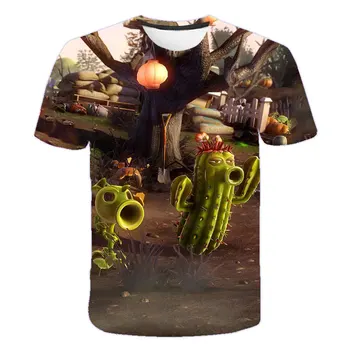 Băieții de Plante Zombie Wars Print Amuzant Maneci Scurte de Înaltă Calitate, de Vara Hot-vânzare transfrontaliere uscare Rapidă 3D pentru Copii T-shirt