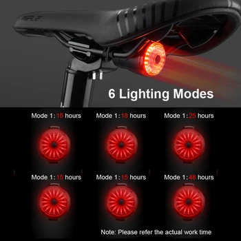 NEWBOLER Smart Biciclete Coada Lumina din Spate Auto Start Stop de Frână IPX6 Impermeabil USB Reîncărcabilă Ciclism Far Bicicleta cu LED Lumini