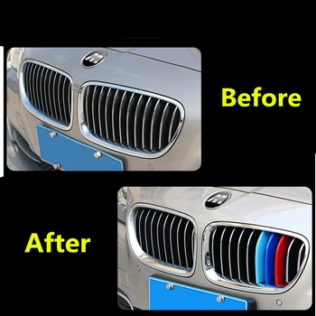 3D Car M Styling Grila Fata Benzi Tapiterie Grill Acoperire Autocolant Pentru BMW Seria 5 F10 F18 520i 528i 535i 550i 10 Grilajele