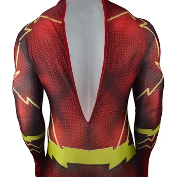 Flash Costum de Cosplay 3D Umbra Lycra Spandex Halloween super-Erou Barry Allen Zentai Bodysuit Costum Salopetă Fullbody Zentai