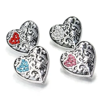 4 culori de cristal inima dragoste 18mm metal snap butonul Încheietura ceasuri pentru femei sterling bijuterii farmec DIY brățară 010420