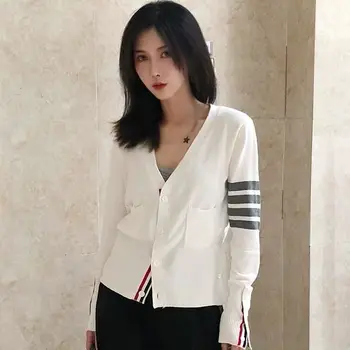 Femei culoare solidă cardigan tricotate nou stil coreean afară cuplu pulover haina gri