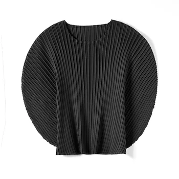LANMREM de înaltă calitate în formă de evantai plisata pentru femei haine de Vară 2021 noi maneca scurta guler rotund vrac bat T-shirt tee YJ346